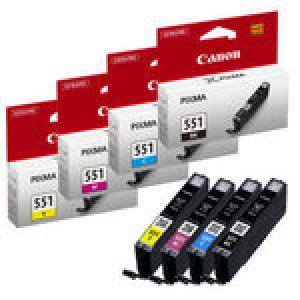 canon 6509b009 - cartouche d'encre noire-cyan-magenta-jaune cli-551 cmyk pack