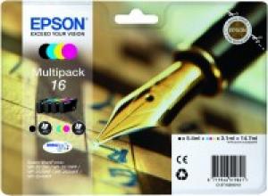 epson t1626 - cartouche encre stylo à plume - kit de 4 couleurs kcmy - n° 16