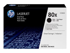 hp cf280xd - toner noir laserjet pro400 m401/m425 - longue durée (80x) pack de 2