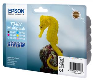 epson t0487 - cartouche encre kit de 6 couleurs - r200/220/300/320/340/rx500/600