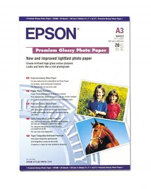 epson s041315  - papier photo premium glacé a3 255g/m2 - 20 feuilles