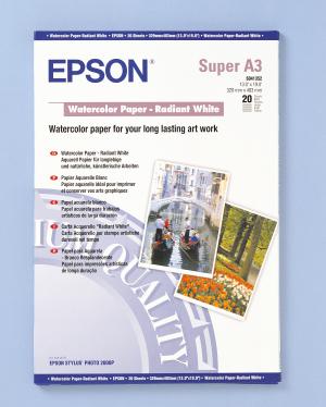 epson s041352 - papier aquarelle blanc a3+ 190g/m2 - 20 feuilles