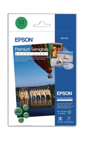 epson s041765 - papier photo premium semi glacé 10x15cm 251g/m2 - 50 feuilles