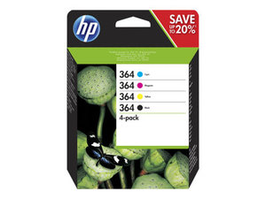 hp n9j73 - cartouche d'encre n°  364 - pack de 4 couleurs kcmy