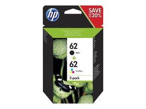 hp n9j71a - cartouche d'encre noire + couleur n° 62 - envy 5540 5640 5660 7640