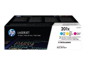 hp cf253xm - toner laserjet m277 m252 (201x) longue durée - pack de 3 coul. cmy