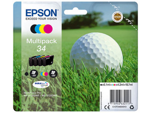 epson c13t34664010 - cartouche d'encre pack 4 couleurs balle de golf wf-3720