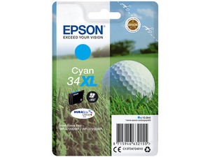 epson c13t34724010 - cartouche d'encre cyan xl balle de golf wf-3720 wf-3725