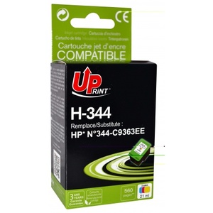 uprint - cartouche 3 couleurs n° 344 compatible hp c9363e - 21 ml