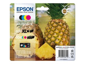 epson t10h940 - cartouche d'encre noire n° 604xl + couleurs n° 604 - ananas 