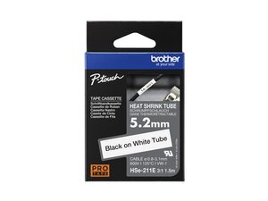 ruban thermorétractable brother hse-211e  (0,52 cm x 1,5 m) n/b 