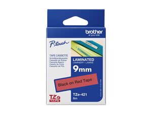 ruban brother tze421 (0,9 cm x 8 m) noir / rouge