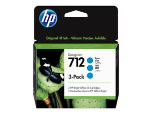 hp 3ed77a - cartouche d'encre cyan n° 712 pack de 3 - studio t210 t230 t630 t650