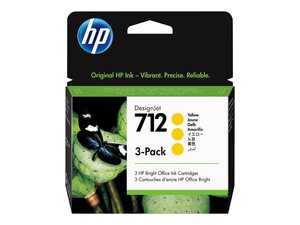hp 3ed79a - cartouche d'encre jaune n° 712 pack de 3- studio t210 t230 t630 t650