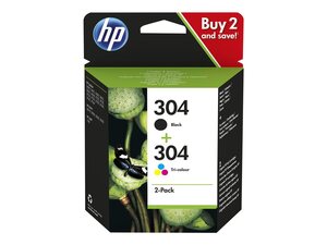 hp 3jb05a - cartouche d'encre n° 304 - pack de 2 - noire + couleur